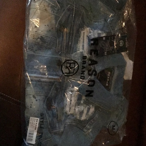 New Reasons Brand Paint Splatter Denim Jacket.Unisex Size Large and Medium - Picture 9 of 10